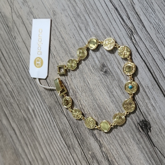 Gorjana coin bracelet with turquoise stone